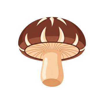 A brown mushroom with a light brown stem isolated on transparent background