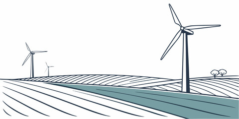 Wind turbines on a field with lines indicating motion Vector © MD MOGAMMEL HAQUE 