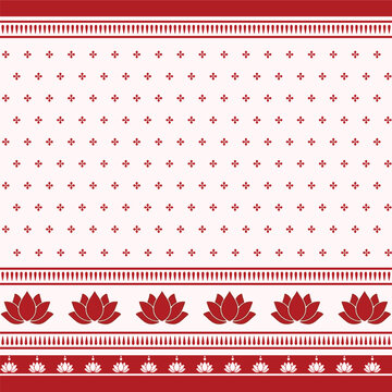 A Traditional Indian or Bengali Ethnic Jamdani saree border pattern design. Bangladesh and Indian original Traditional saree design patterns. With repetitive "Butti" work and The Lotus Border.Machine 