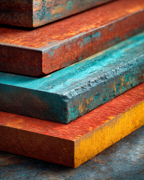 Surface roughness comparator plates arranged in a row showing distinct texture differences under angled raking light