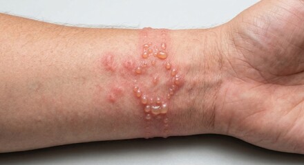 Severe allergic reaction with blisters on wrist