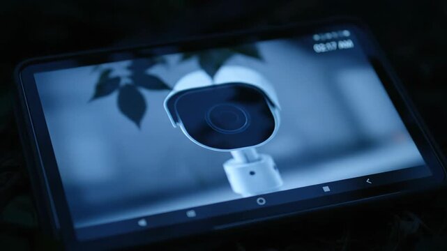 Tablet reflects tree leaves in nature concept, technology and dark environment.