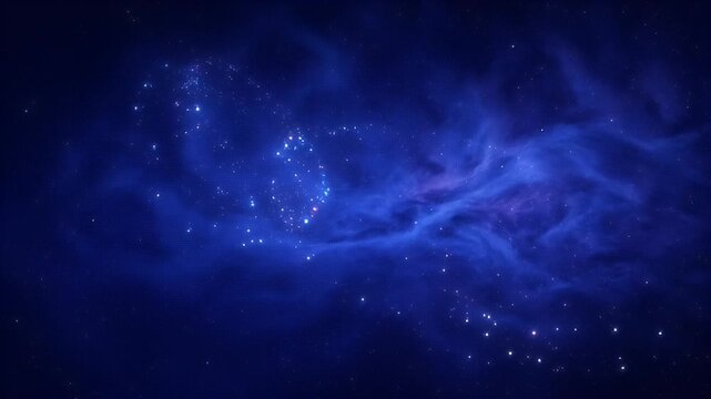 Blue nebula and stars in the deep space background, dreamy and celestial