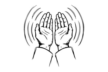 Fototapeta premium Praying hands Islamic prayer line art vector illustration