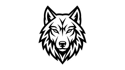 Stylized black and white wolf head illustration with sharp features and bold lines © Suro