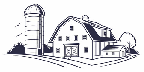 A large farm with a barn and silo Vector © MST NASIMA KHATUM