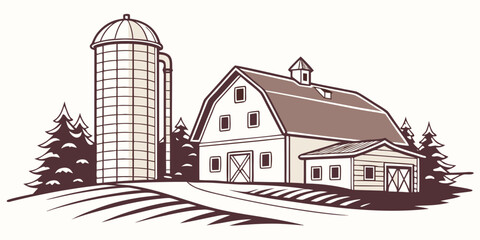 A farm with a barn and silo Vector © MST NASIMA KHATUM