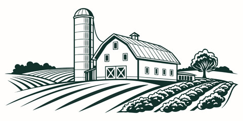 A farm with a barn and silo Vector © MST NASIMA KHATUM
