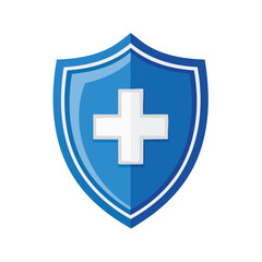 Obraz premium Medical Shield Icon Vector, Healthcare Protection Symbol with Cross