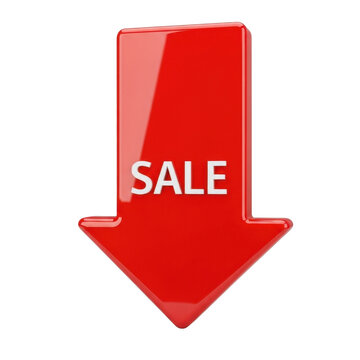 Red sale arrow pointing downwards