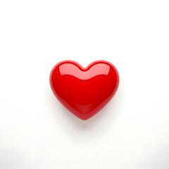 Shiny Red Heart Shape on White Background love symbol
