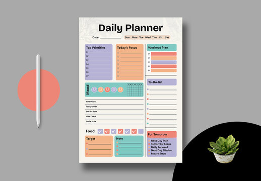 Daily Planner Design Template Layout