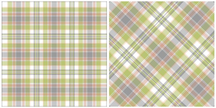 Green and Grey Plaid Seamless Pattern Background