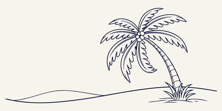 A single palm tree on a small island Vector