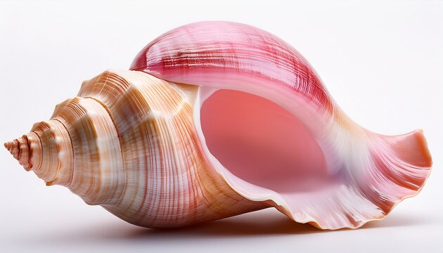 queen conch shell isolated on white background large sea snail with a pink interior for marine life and coastal decor