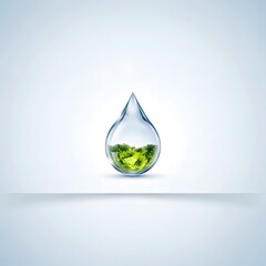 Fototapeta premium A green liquid in a water drop shape on a white background