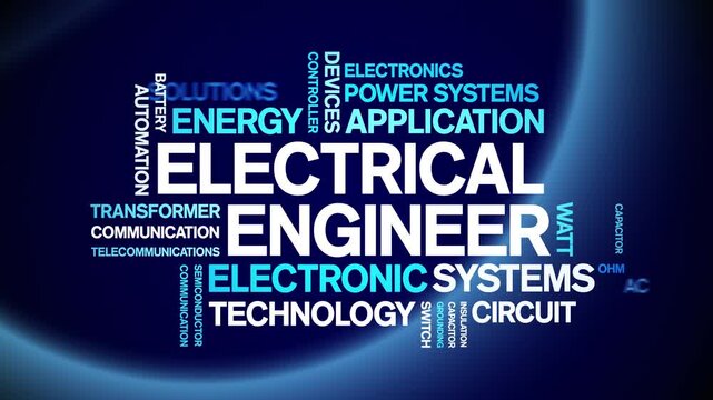 Electrical Engineer animated word cloud-text design animation tag kinetic typography seamless loop.