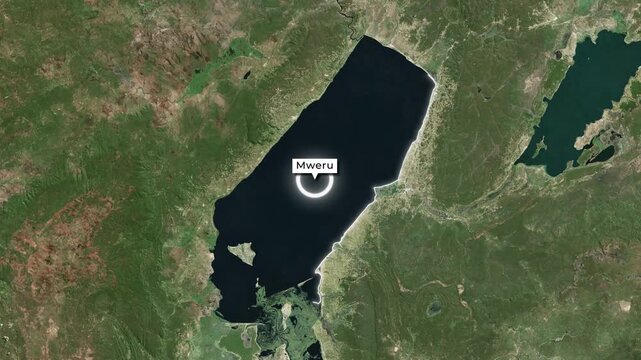 Mweru Lake Map With GLowing Border Animation