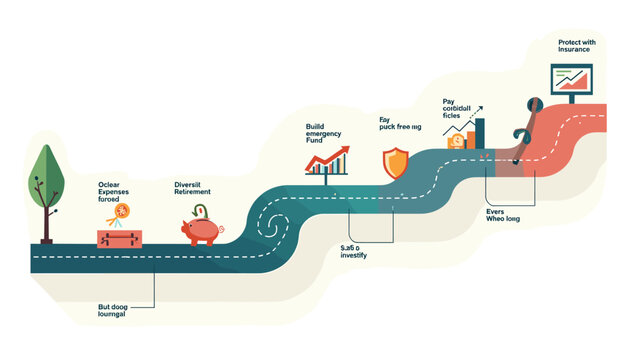This illustration depicts the concept of financial growth rooted in a stable foundation, ideal for representing investment, savings, and responsible f