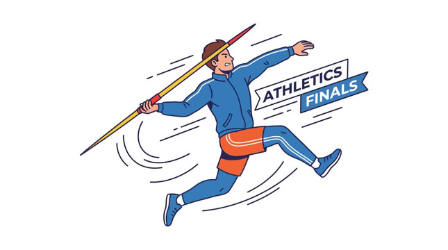 Man jumping with javelin in hand