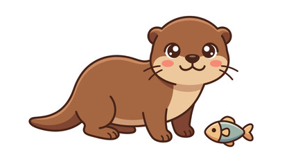 Fototapeta premium Vector illustration of anime cartoon style otter