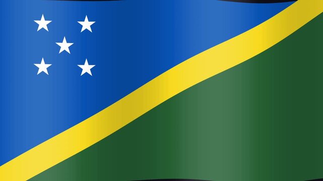 Animated national flag of the Solomon Islands, ocean breeze and glowing stars