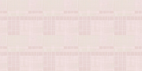 Peaceful seamless minimalist pattern with fine grid lines, delicate pastel pink and blue tones, hand-drawn quality ideal for calm environments.