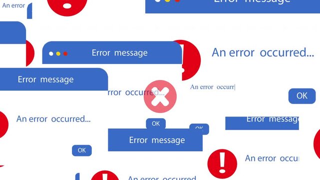  multiple error windows covering display ,Computer error alert popups filling the screen 4k.