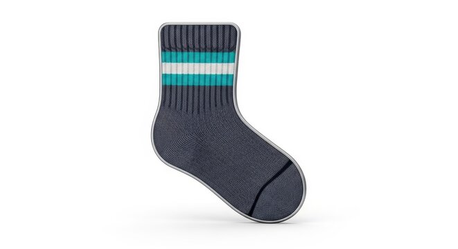 Stylish striped sock on white background for fashion.