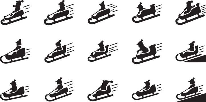 Snowmobiles in Motion on White Background Illustration