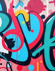 Fototapeta premium Bright Abstract Graffiti Wall in Pink and Blue