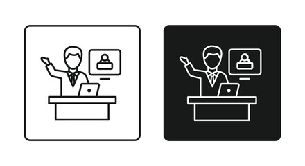 Fototapeta premium Icon illustration showing a person presenting with laptop and a screen
