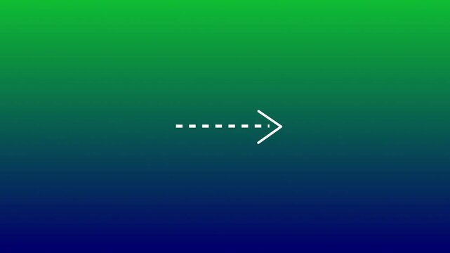 line arrow direction icon with dotted line animation on Black background, dot arrows icon sign animated with alpha channel.