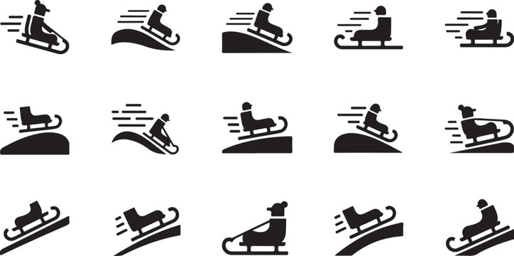 Sledding and Winter Sports Icon Set for Designers