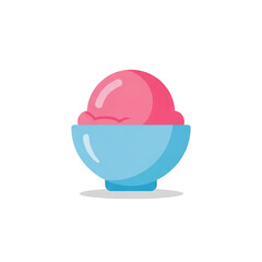 Fototapeta premium A pink ice cream scoop in a blue bowl isolated on transparent background