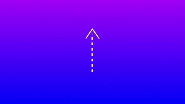 Dot up arrow animation in background, motion graphics of arrow icon pointing upwards. Dot wave straight arrow.