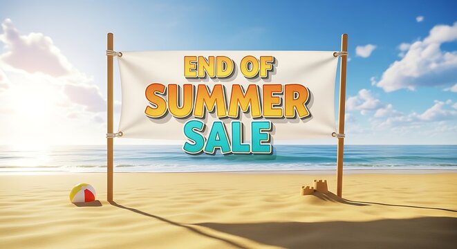 End of summer sale beach getaway relaxing vacation and discounts