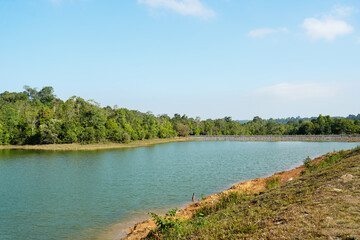Obraz premium The beautiful blue sky in the lake, Khao Yai national park, Thailand. Travel and adventure concept