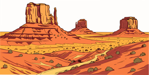 A desert landscape with rock formations Vector © MST CHIN BANU BEGUM