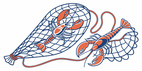 A blue and orange net with a rope Vector © MST CHIN BANU BEGUM