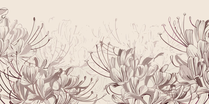 Delicate floral pattern featuring stylized lycoris radiata or red spider lily