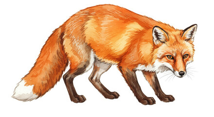 Obraz premium Realistic Illustration of a Red Fox in a Dynamic Pose