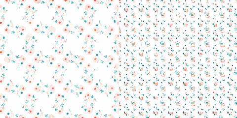 Delicate floral pattern with scattered blooms in pastel shades