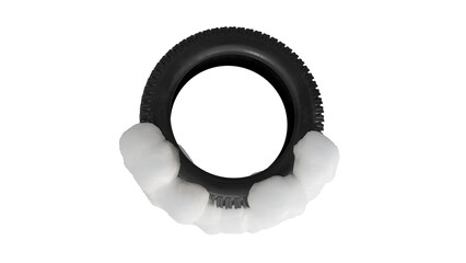 winter car tire isolated on white background with snow. PNG transparent