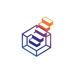Obraz premium A colorful 3D cube with blocks.