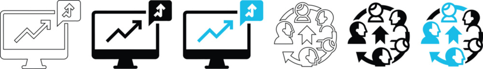 Fototapeta premium Professional Business Analytics Growth Monitor and Corporate Team Collaboration Icons