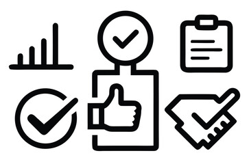 Obraz premium Collection of Approval Icons Thumbs Up, Checkmarks, and Success Symbols