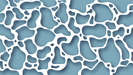 Blue and white abstract pattern with irregular, flowing shapes