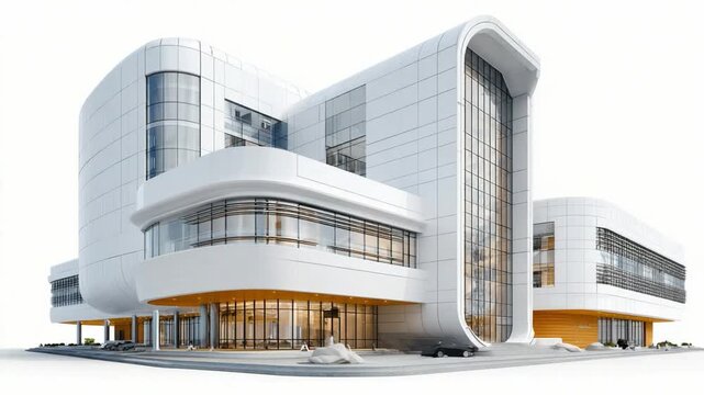 Modern Architectural Marvel: Captivating image showcases a sleek, contemporary building with flowing lines, expansive glass windows, and a minimalist design.