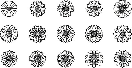 Black and white flowers line floral patterns 1 © GT Designs